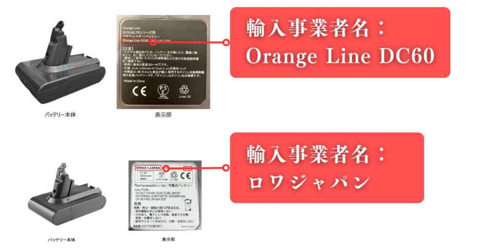 輸入事業者名：Orange Line DC60、ロワジャパン