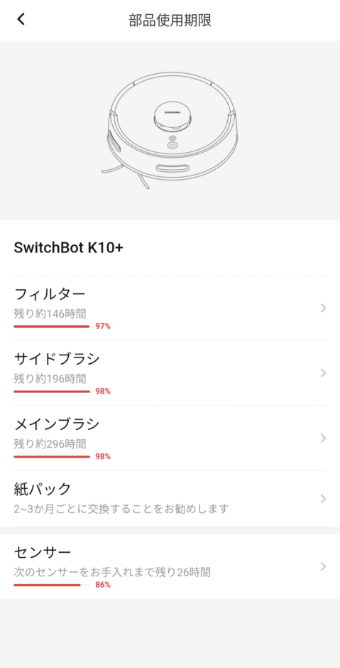 Switchbot　K10＋の部品使用期限について