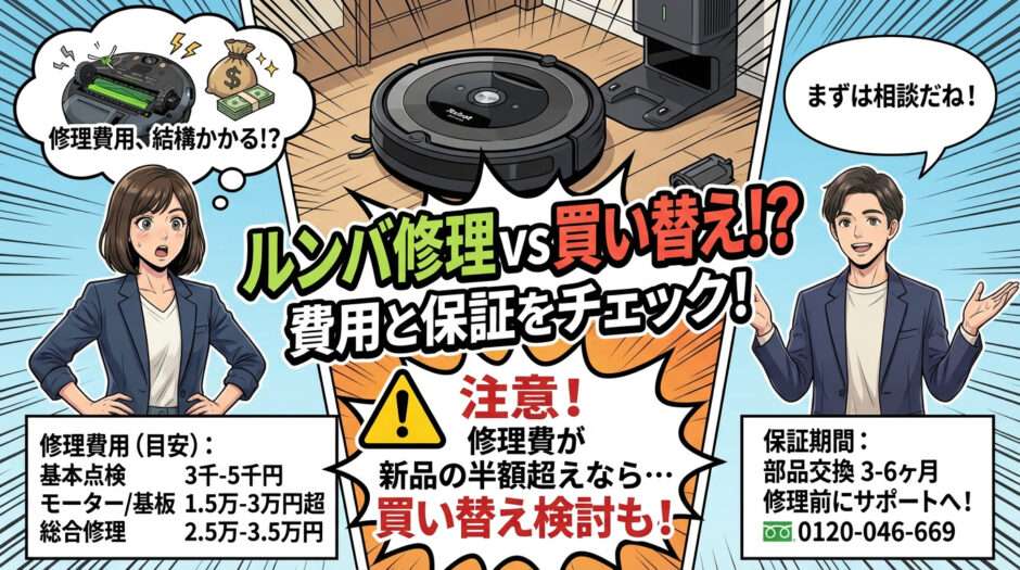 ルンバの修理費用と保証期間
