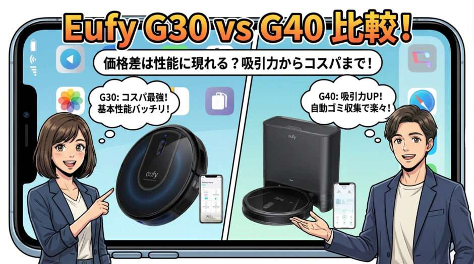 Eufy G30 vs G40を比較！価格差は性能に現れるのか吸引力からコスパまで調べてみた