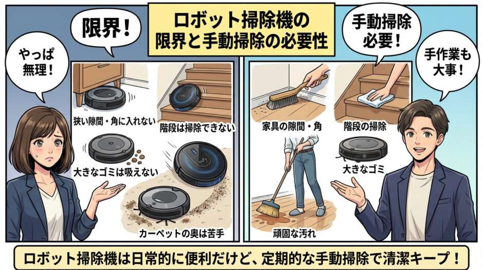 ロボット掃除機の限界と手動掃除の必要性