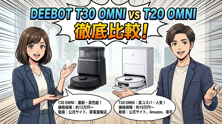 DEEBOT T30 OMNIとT20の特長と性能比較
