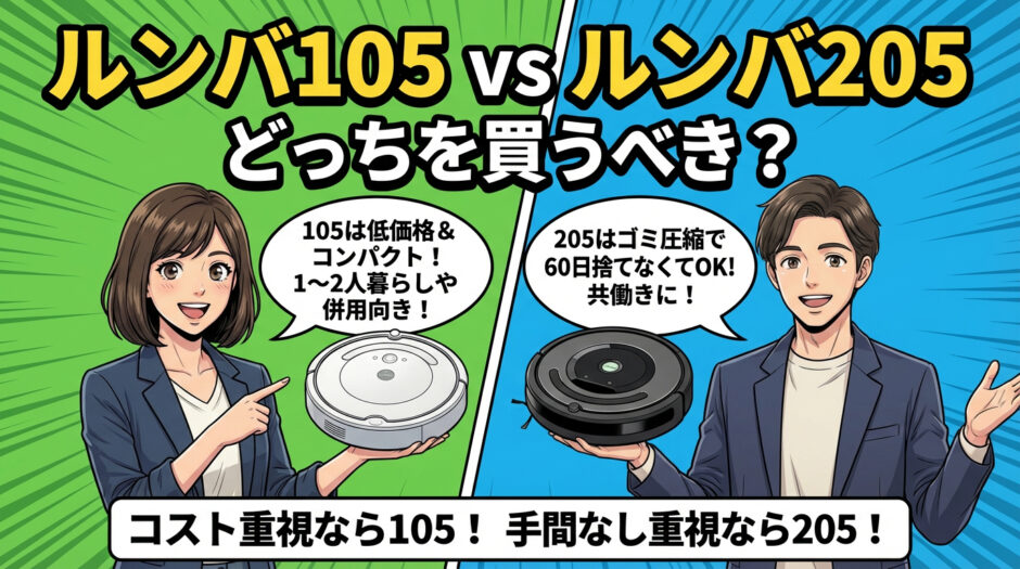 Roomba® 105 ComboとRoomba® 205 DustCompactor Comboはどっちを買うべき?