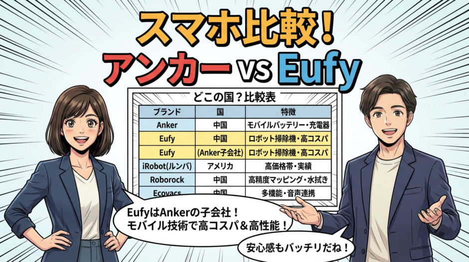 ロボット掃除機アンカー：どこの国比較表