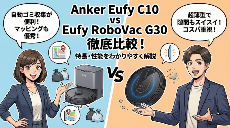 Anker Eufy C10とEufy RoboVac G30の特長・性能を徹底比較